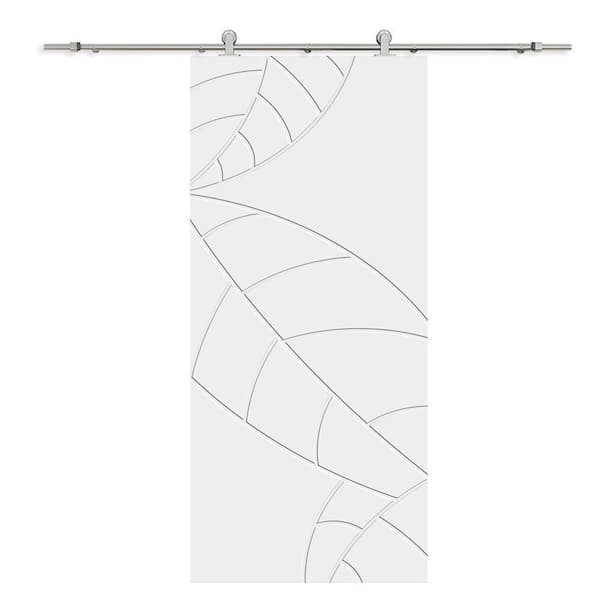 CALHOME 36 in. x 84 in. White Stained Composite MDF Paneled Interior Sliding Barn Door with Hardware Kit