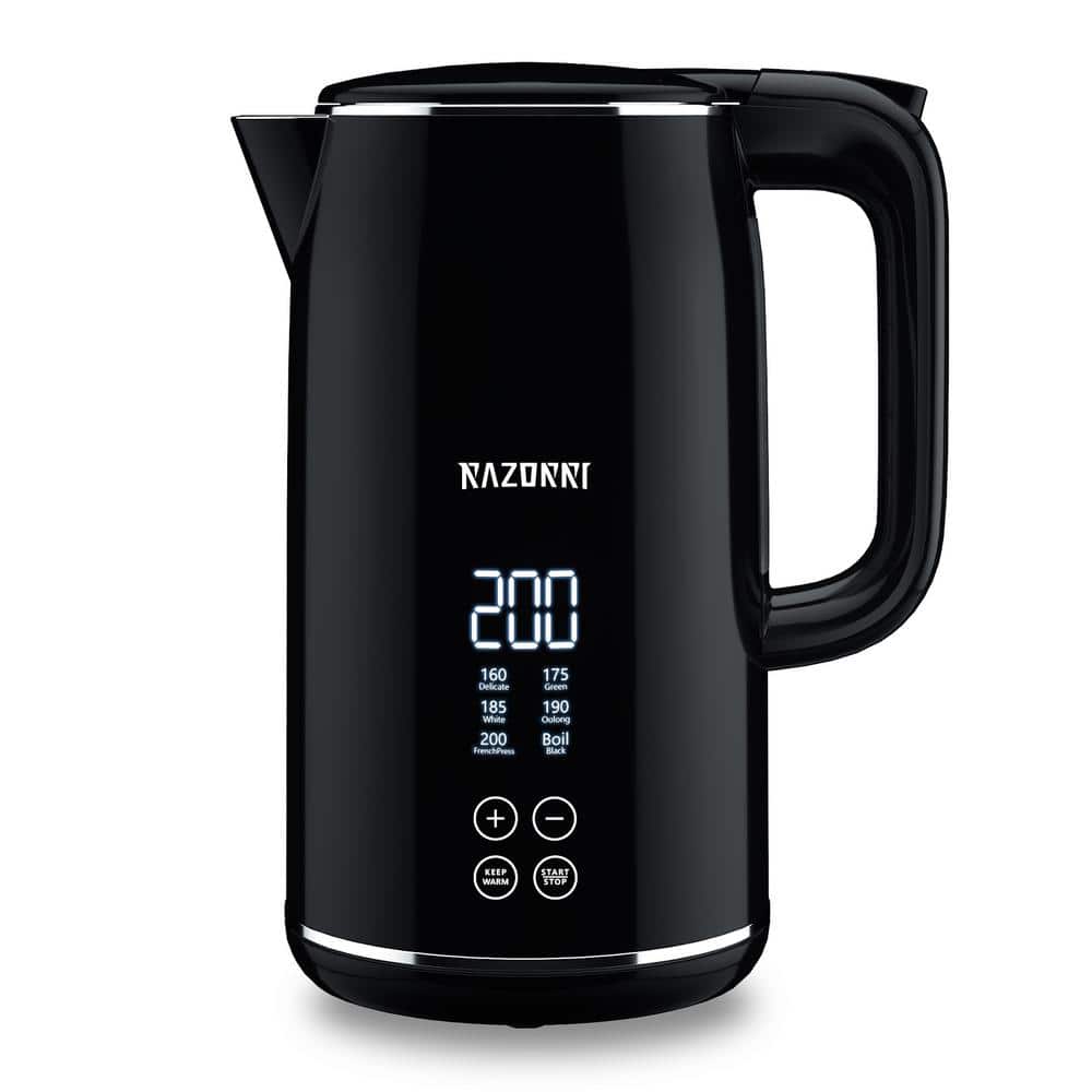 Razorri Electric Kettle 1-Click Control LED Digital Display, 1.7 Liter, BPA-Free, Boil Dry Protection, Keeps Warm Up to 2 Hours - Black