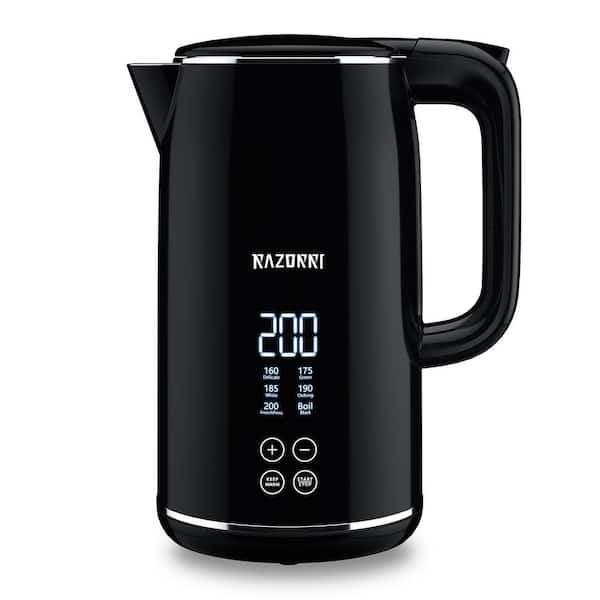  1.7L Stainless Steel Electric Water Kettle Boiler with  Thermometer, Temperature Gauge and Auto Shut Off, 1500W Hot Water Heater  with Boil Dry Protection, Black: Home & Kitchen