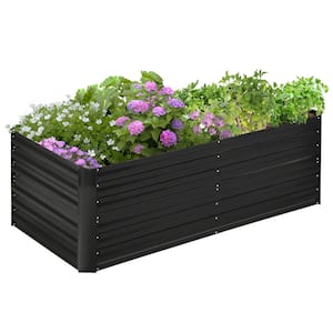 70.8 in. x 35.5 in. x 23.3 in. Galvanized Raised Garden Bed Kit with Reinforcing Bars, Large Metal Planter Box, Black