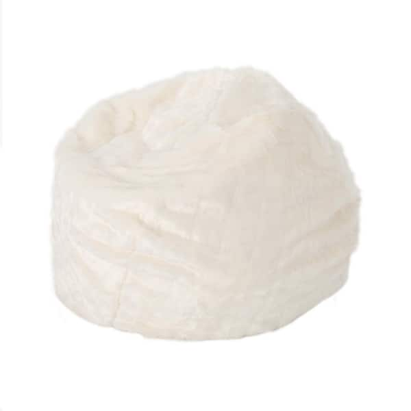 Noble House 3 ft. White Faux Fur Bean Bag 41685 - The Home Depot