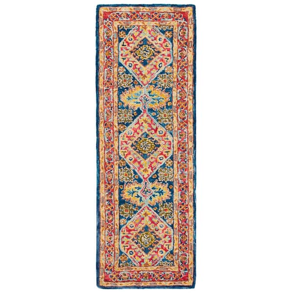 Aspen 2 ft. x 7 ft. Red/Blue Oriental Runner Rug