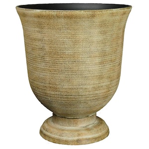 16 in. Striated Fossil Resin Greenwich Urn Planter