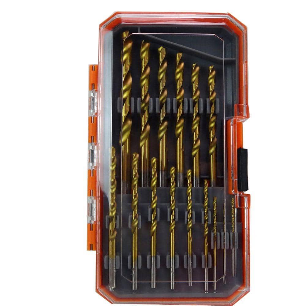 HDX 15-Piece HSS Titanium Twist Drill Set CF-D15 - The Home Depot