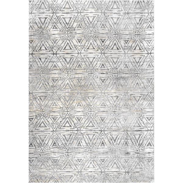 nuLOOM Adah Textured Geometric Beige 6 ft. 7 in. x 9 ft. Indoor Area Rug