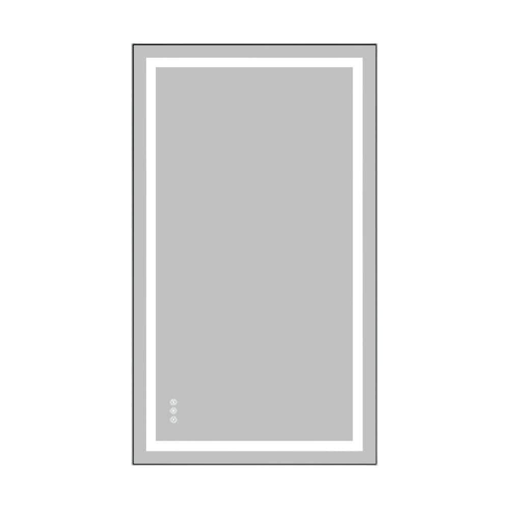 Gun Ash 40 in. W x 24 in. H Modern Rectangle Aluminium Framed Mirror Wall M