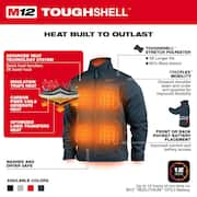 Men's Large M12 12V Lithium-Ion Cordless TOUGHSHELL Navy Blue Heated Jacket with (1) 3.0 Ah Battery and Charger