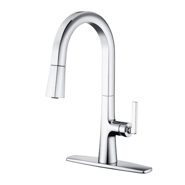 Ultra Faucets Ardua Single-Handle Pull-Down Sprayer Kitchen Faucet with Accessories in Rust and Spot Resist in Polished Chrome