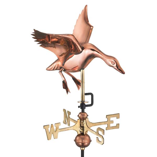 Good Directions Landing Duck Cottage Weathervane - Pure Copper with Roof Mount