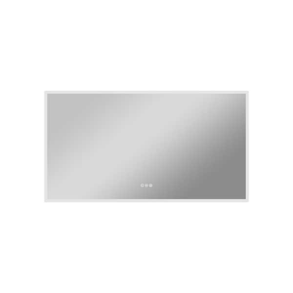 FORCLOVER 55 in. W x 30 in. H Rectangular Frameless LED Lighted Anti-Fog Wall Mounted Bathroom Vanity Mirror in Acrylic