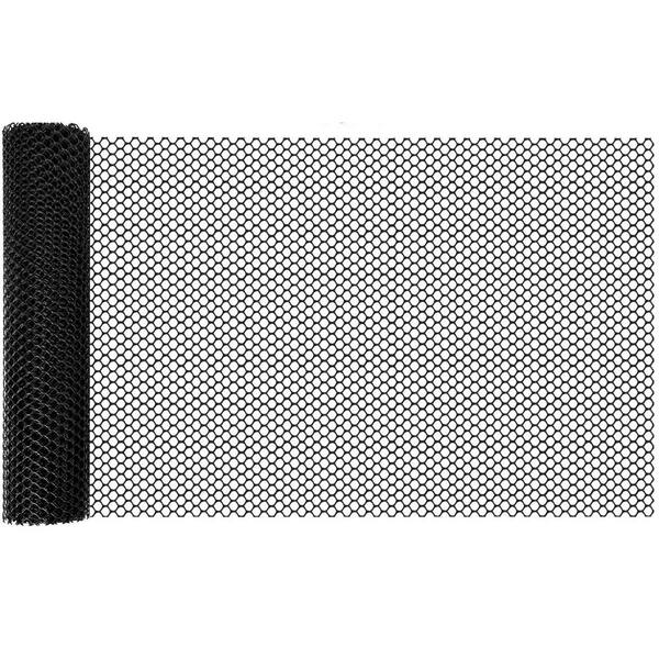 0.3 in. x 15.7 in. x 10 ft. Plastic Mesh, Opening Plastic Chicken Wire Netting Roll Durable for Garden, Barrier, Black