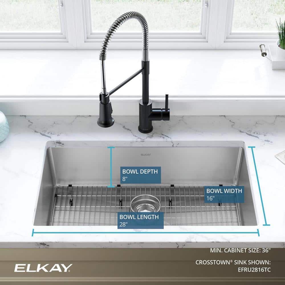Elkay Crosstown 16 Gauge Stainless Steel Single Bowl Undermount Sink Kit