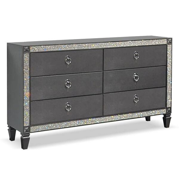 grey diamond dresser Furniture of America Augenst Gray 6-Drawer 63 in. IDF-7240GY-D BM-Shop By Type -Dresses