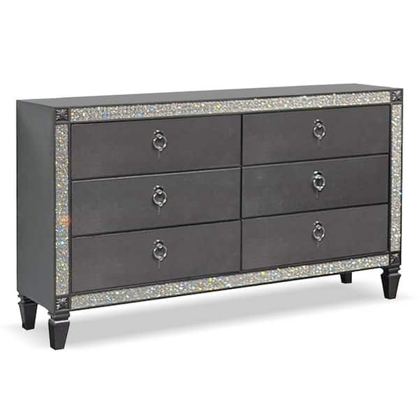 Furniture of America Augenst Gray 6-Drawer 63 in. Dresser