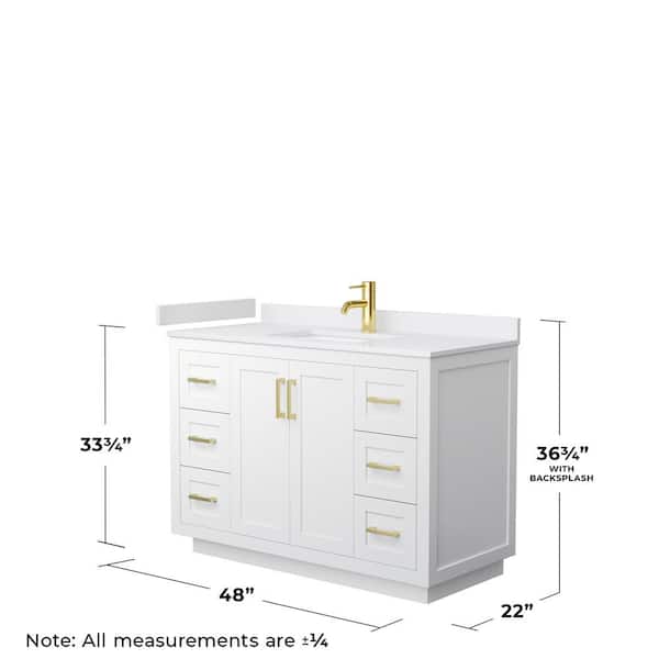 Miranda 48 in. W Single Bath Vanity in White with Cultured Marble Vanity Top in White with White Basin