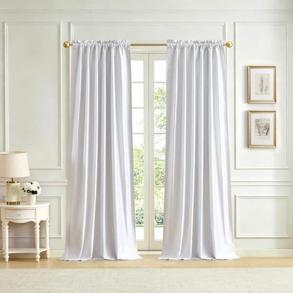 Imperial Faux Silk Window Curtain, White - 52"W x 95"L
