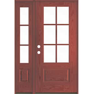 UINTAH Farmhouse 50 in. x 80 in. 6-Lite Right-Hand/Inswing Clear Glass Redwood Stain Fiberglass Prehung Front Door w/LSL