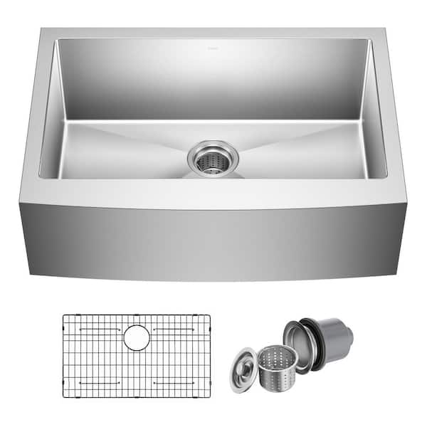 Standart PRO 30 in. Farmhouse/Apron-Front Single Bowl 16 Gauge Stainless Steel Kitchen Sink with Accessories