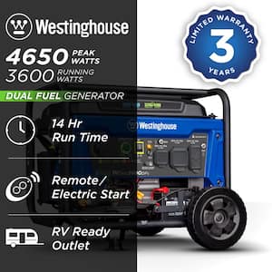 WGen3600DFc 4,650/3,600-Watt Dual Fuel Gas or Propane Powered RV-Ready Portable Generator with Remote Start & CO Sensor