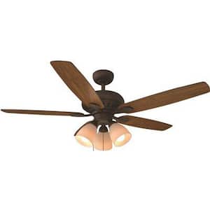 Rockport 52 in. Oil-Rubbed Bronze Cherry/Walnut Blades LED Ceiling Fan with Light Kit