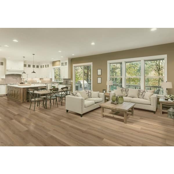 Hill Valley Oak 22 MIL x 9 in. W x 48 in. L Waterproof Click Lock Luxury Vinyl Plank Flooring (20.06 sq. ft. /Case)