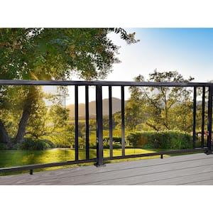 4 ft. Black Aluminum Deck Railing Hand and Base Rail for 42 in. high system