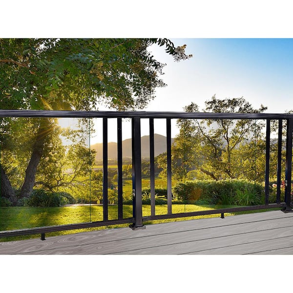 4 ft. Black Aluminum Deck Railing Hand and Base Rail for 42 in. high system