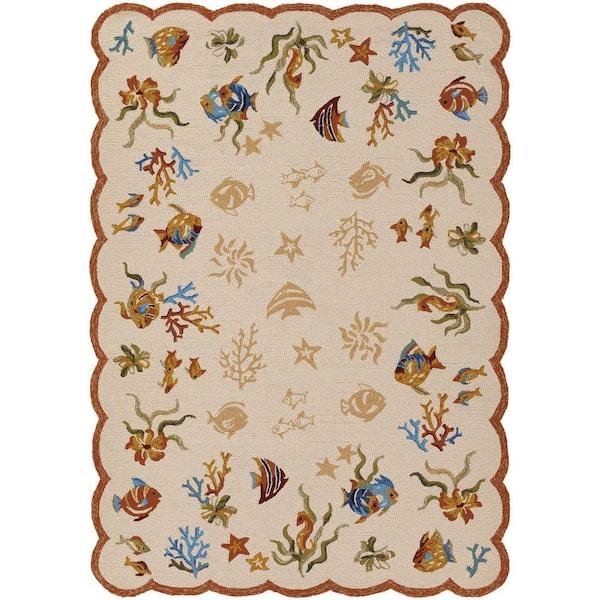Couristan Outdoor Escape Coral Dive Sand 8 ft. x 11 ft. Indoor/Outdoor Area Rug