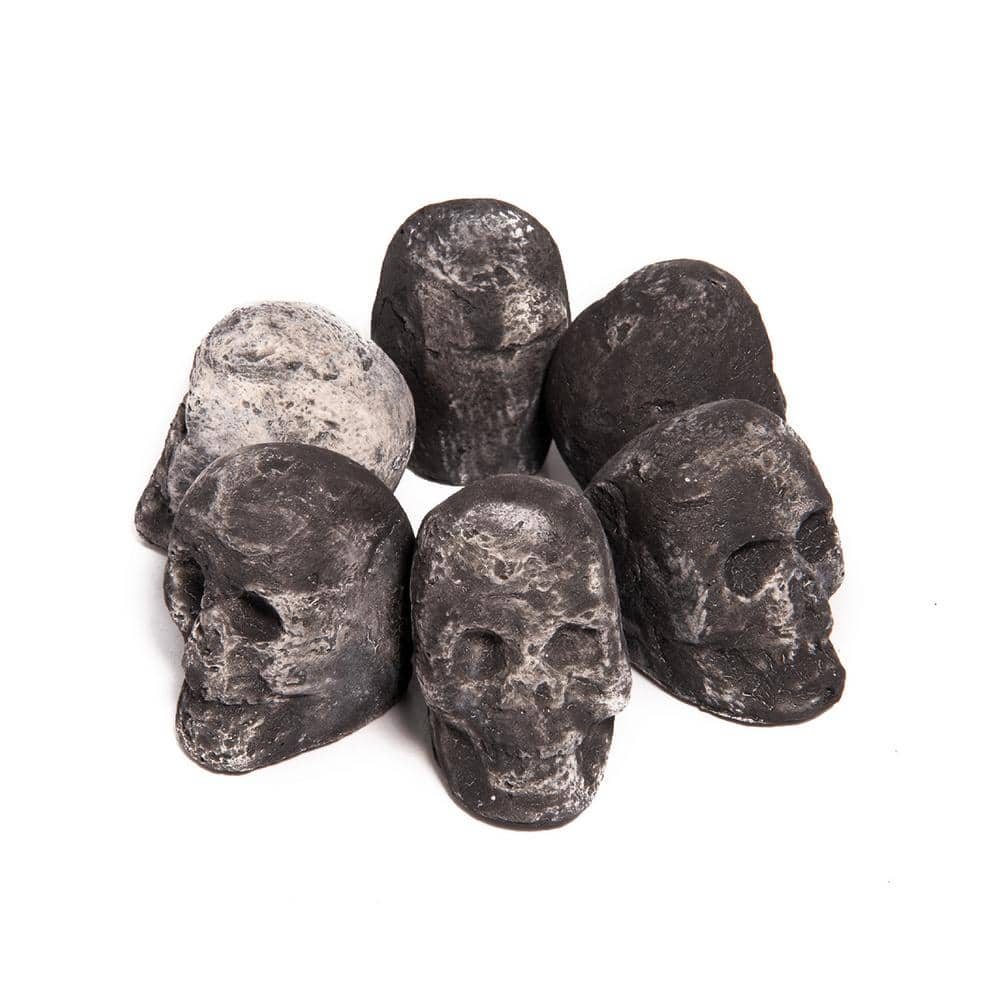 Mini Ceramic Fireproof Decoration Skulls for Fire Pits and Fireplaces (Set 