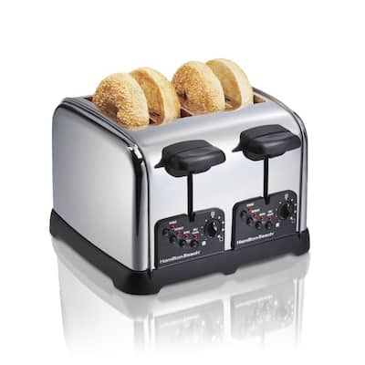 Classic 4-Slice Chrome Wide Slot Toaster with Automatic Shut-Off