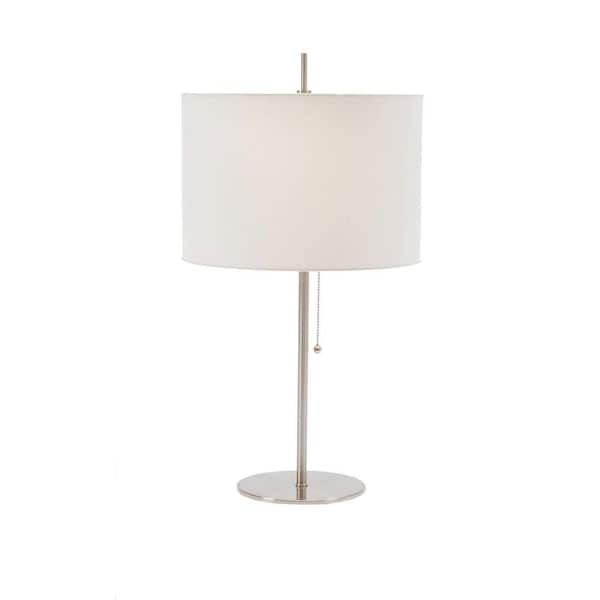 Fangio Lighting 26 in. Brushed Steel Metal Table Lamp with Pull Chain