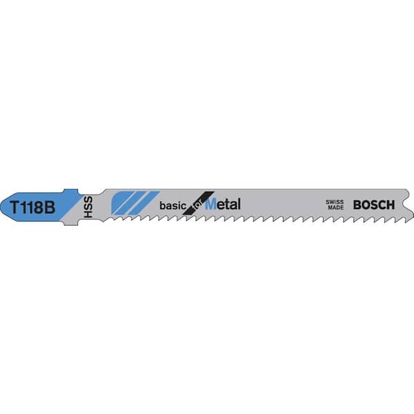 Bosch 3 in. 14 Teeth Per in. High Speed Steel T-Shank Jig Saw Blade for Cutting Metals (5-Pack)