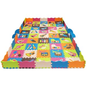 Fityle Pack of 10Pcs Interlocking Floor Tiles Soft Foam Mats Kids Play/Garage/Gym Protective Flooring 