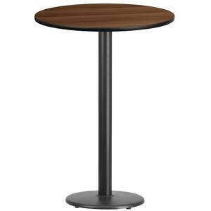 30 in. Round Black and Walnut Laminate Table Top with 18 in. Round Bar Height Table Base