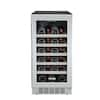 Transcend 15 in. 25-Bottle Seamless Stainless Steel Single Door Single Zone  Built-In Wine Cooler