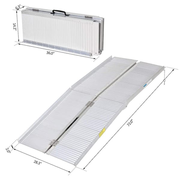 HOMCOM 6 ft. Textured Aluminum Folding Wheelchair Ramp, Portable