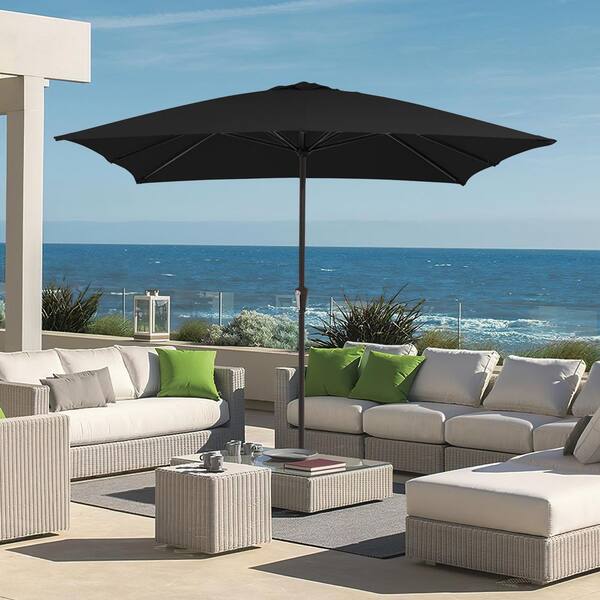 black 8 x 10 patio umbrella JEAREY 8 ft. x 10 ft. Steel Rectangular Market Umbrella in Black  8x10JXS-Black