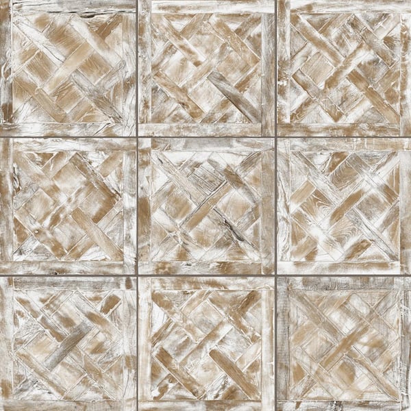 Merola Tile Kings Forest Lattice White 8-3/4 in. x 8-3/4 in. Ceramic Floor and Wall Take Home Tile Sample