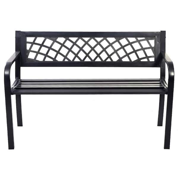 HONEY JOY 46 in. 2-Person Antique Steel Metal Outdoor Bench Patio Garden Chair