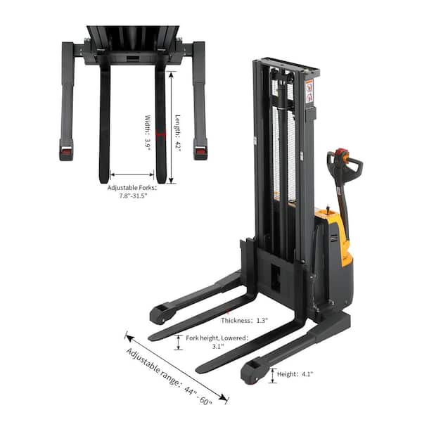 Full Electric Stacker 3,300 lbs. Powered Drive Pallet Stacker with  Adjustable Legs 118 in. Lifting APO-CTDR15-III-118 - The Home Depot