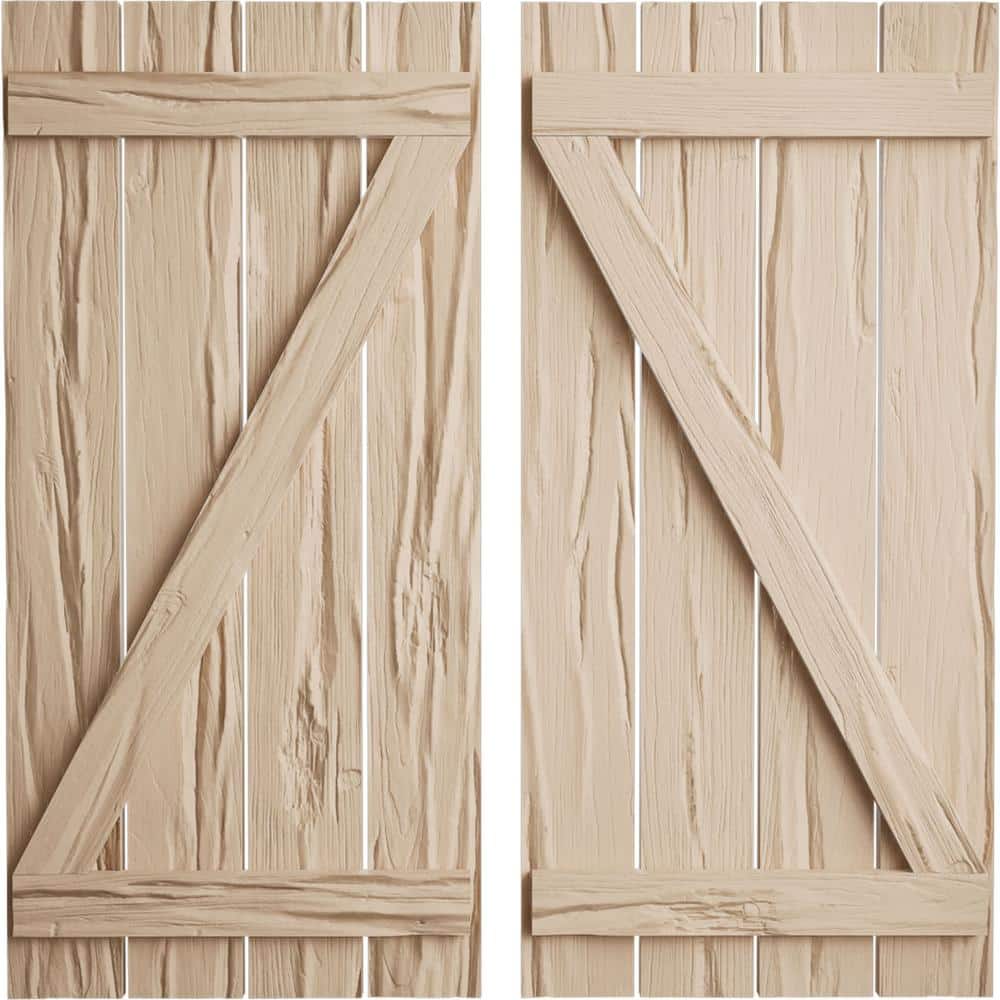 23.5 in. x 30 in. Timberthane Polyurethane 4-Board Spaced Board-n-Batten Riverwood Faux Wood Shutters w/Z-Board Pair price history on PriceWatchPro