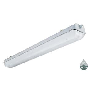 Industrial 2-Light White Outdoor Fluorescent Hanging Fixture