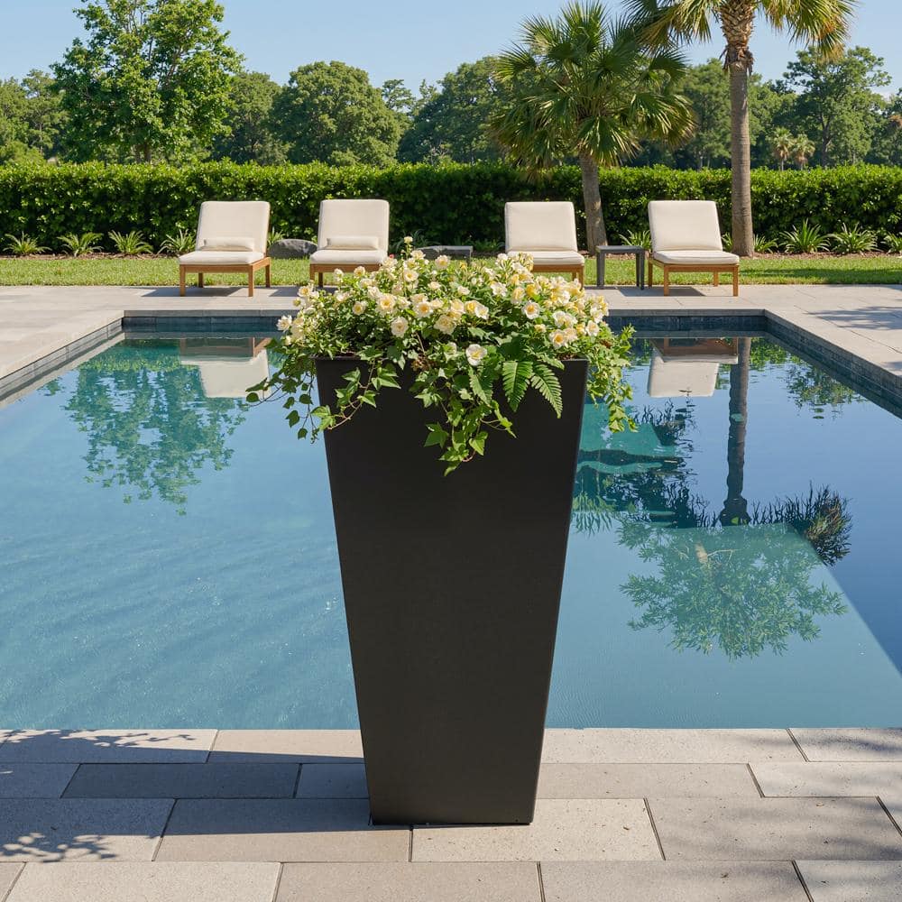 Lirago 26 in. H x 14 in. L Black Metal Rectangular Planter Box HD0201 ...
