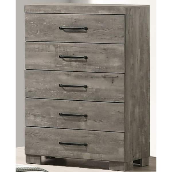 Nico Antique Grey Color 5-Drawer 16.38 in W. Chest of Drawers