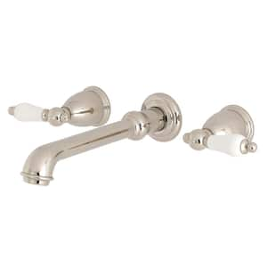 English Vintage 2-Handle Wall-Mount Roman Tub Faucet Filler in Polished Nickel