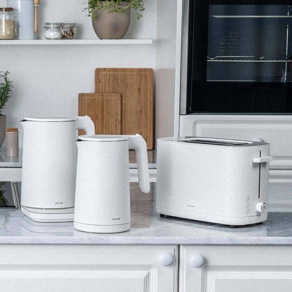 Matte White Stainless Steel 2-Slice Digital Toaster with Wide Slots