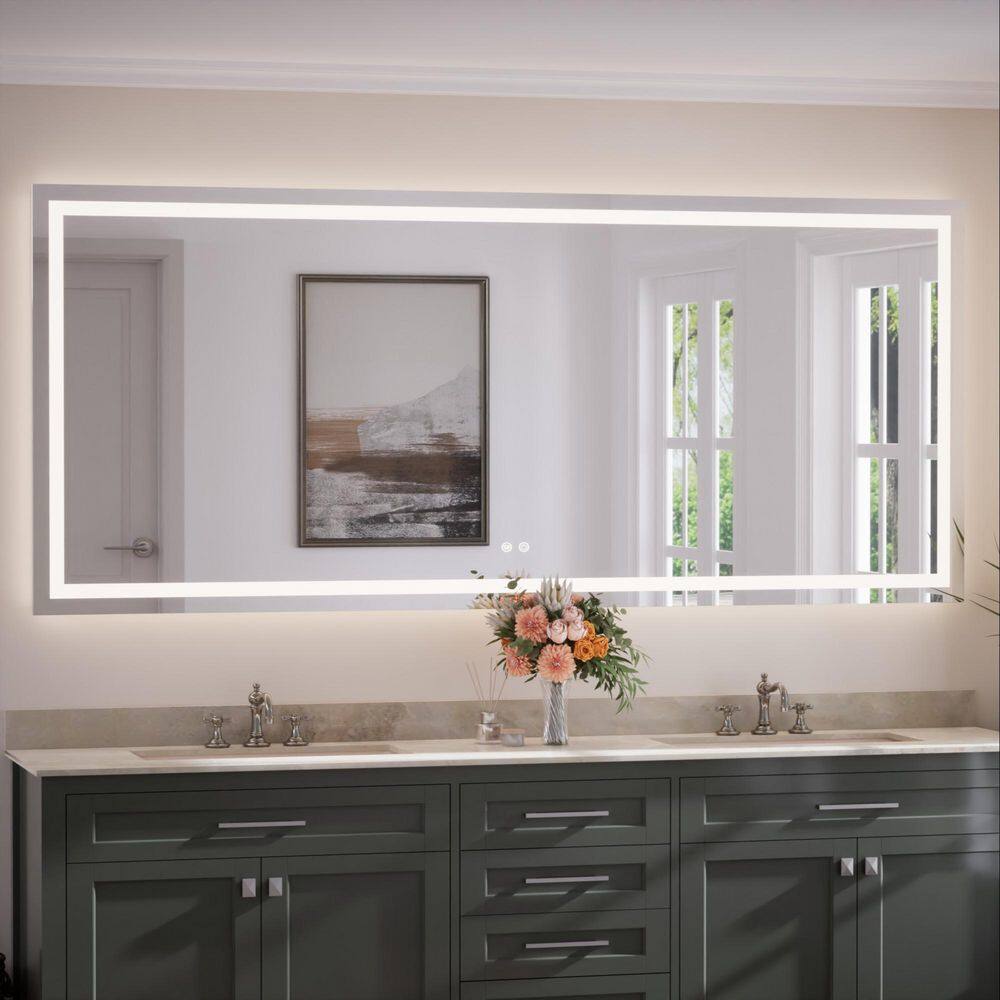 84 in. W x 36 in. H Rectangular Frameless LED Lighted Bathroom Vanity Mirror with Light with Backlit and Anti-Fog price history on PriceWatchPro