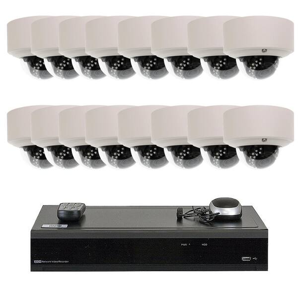 GW Security 32-Channel 5-MP DVR 4TB HDD Surveillance System with 16-Wired IP Cameras 2.8 mm to 12 mm Motorized Zoom 100 ft. IR