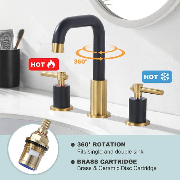 ALEASHA Glide 8 in. Widespread Double Handle Bathroom Faucet in