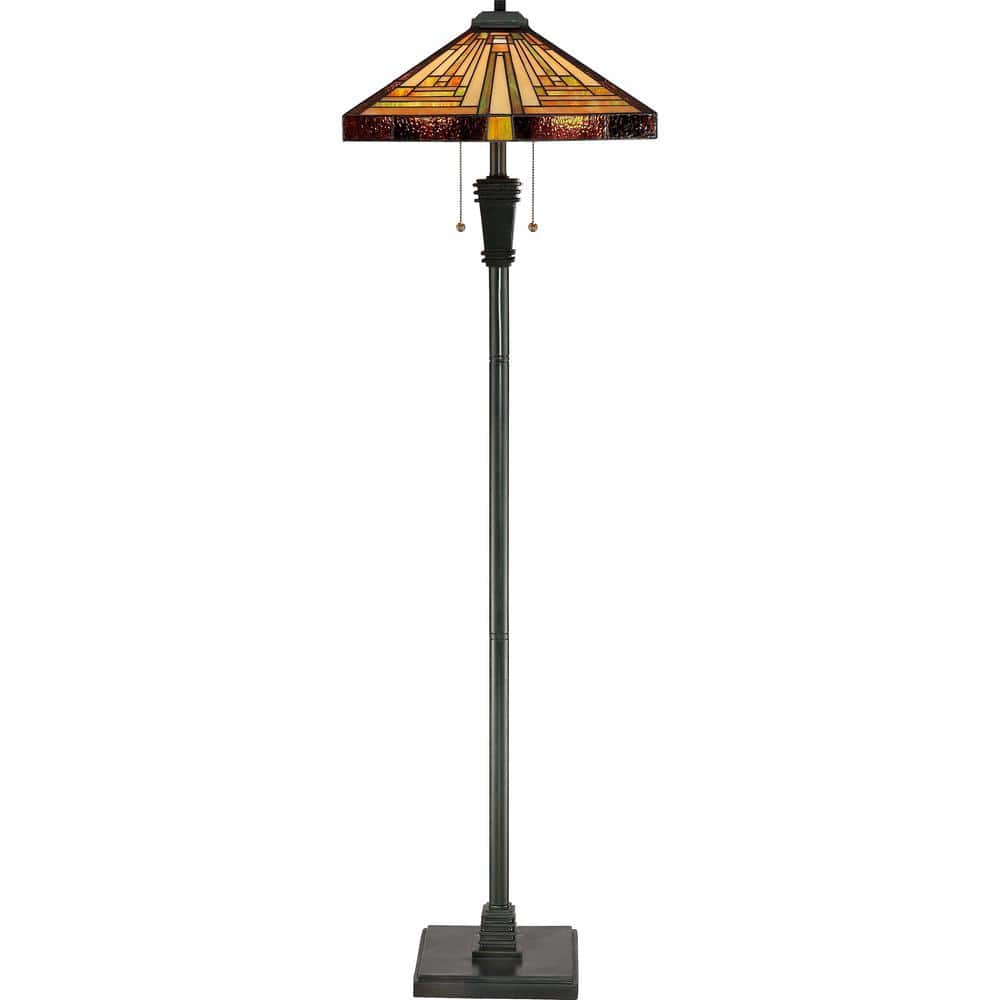 Stephen Geometric Tiffany-Style Bronze Floor Lamp, 59.5" Height